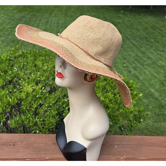 Scala Ombre Raffia Style Packable Sun Hat Boho Resort Beach Floppy Brim main image 5